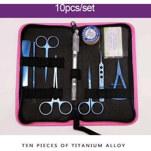 10pcs/set Double Eyelid Sleeve Ophthalmic Embedding Tool Designer Needle Holder Beauty Plastic Surgery Double Eyelid Device