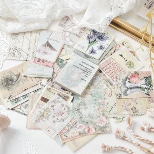 100Pcs Vintage Flower Plant Craft Paper Junk Journal Ephemera Retro Bird Ladies Craft Paper Album Scrapbooking Material Paper