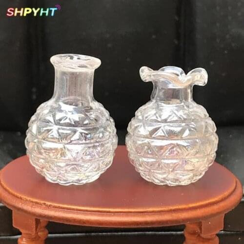 2Pcs 1:12 Dollhouse Pearlescent Colorful Flowerpot Vase DIY Furniture Toys Dollhouse Miniature Accessories High Quality