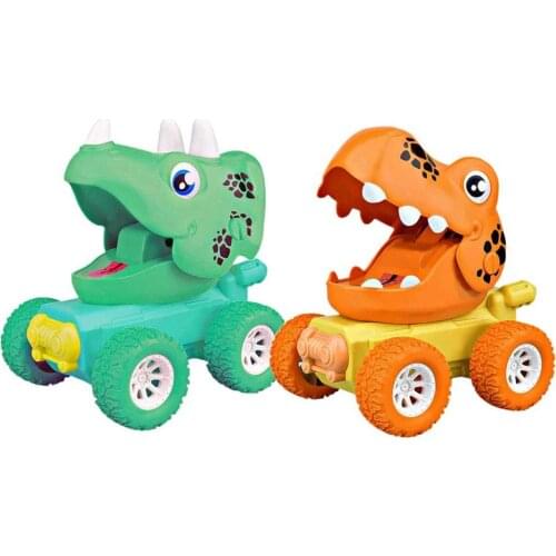 2Pcs Dinosaur Toy Child toy Press Power Toy Car Push Go Car Toys Gift for baby Boys Girls Funny car game toys Wheel Color Random