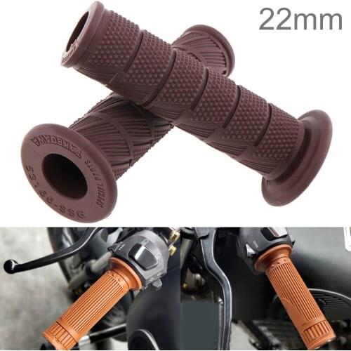 2pcs Motorcycle Retro Twill Brown Rubber Handlebar Set Vintage Motorbike Handlebar Thruster Handle Bar End Grips for Motorcycle