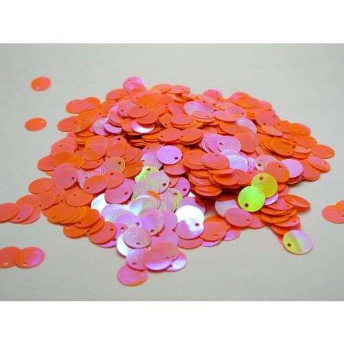 2000 Orange AB Flat Round loose sequins Paillettes Top Hole 10mm sewing Wedding craft