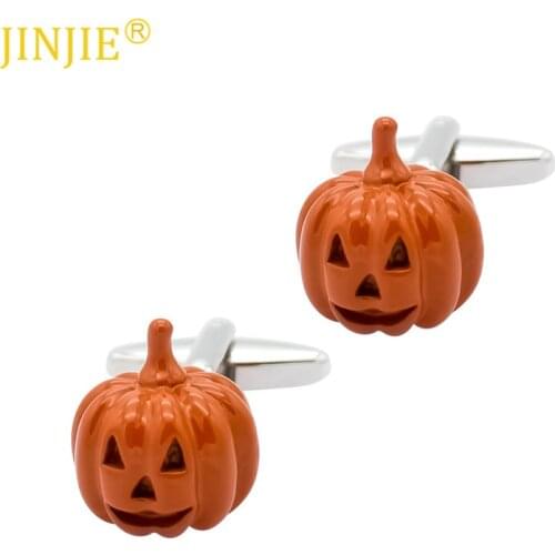 2019 Halloween Pumpkin Cufflinks Pumpkin Lantern Cuff Links Orange Color Brass Metal Halloween Gift Free Shipping Men Gift