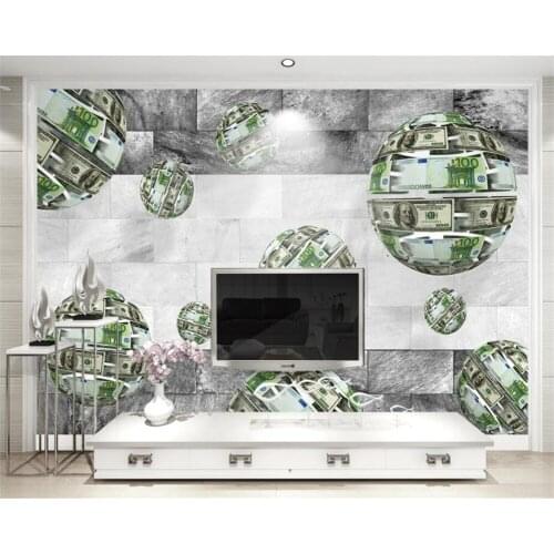 Beibehang Custom Wallpaper 3D Dollar Ball Abstract Creative Space TV Background Wall Living Room Bedroom Mural 3d wallpaper