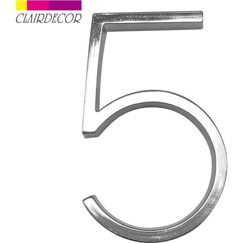 5 in Satin Nicke Modern House Number Hotel Home Door Number Outdoor Address Plaque Zinc Alloy Number for House Address Sign #5