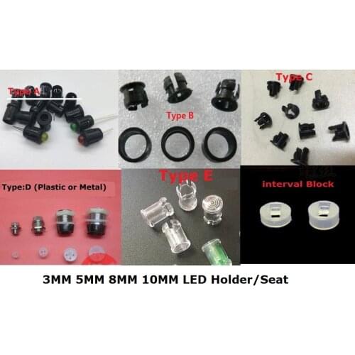 50PCS 10MM/8MM/5MM/3MM LED diode Holder F10/F8/F5/F3 Seat Clip Blace Plastic Bezel Panel Display interval Block PC Metal Chrome