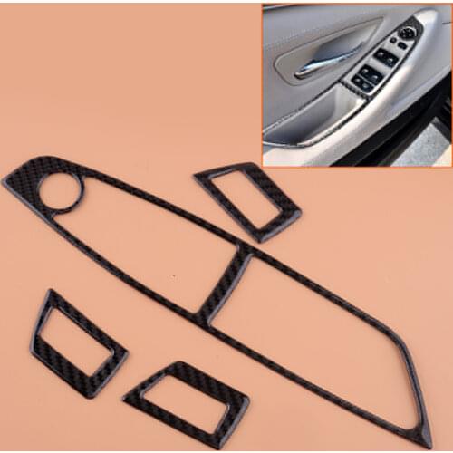Beler Black 4pcs Car Door Window Lift Switch Button Frame Panel Cover Trim Fit for BMW 5 Series F10 2011-2015 2016 2017 2018