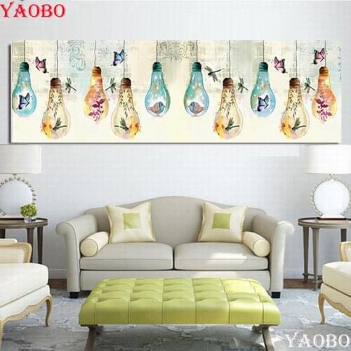 Large DIY Diamond Painting Fantasy light bulb butterfly 5D Full Square Round Diamond Embroidery Diamond Mosaic Factory Direct