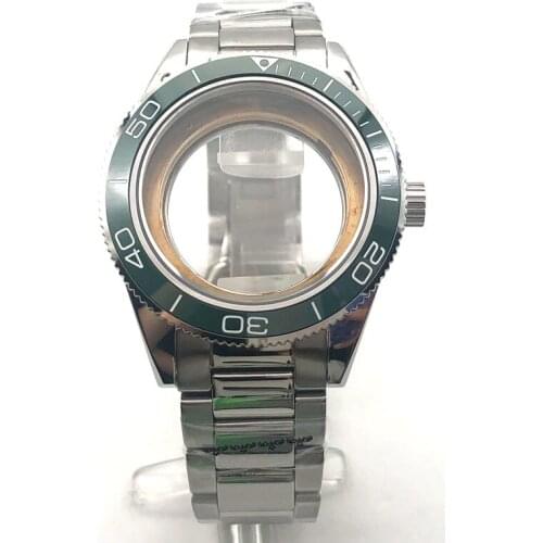 41mm Watch Case Green Ceramic Bezel Fit NH35,36 Miyota8215, DG2813, Seagull Automatic Movement Waterproof Swim Sapphire Glass316
