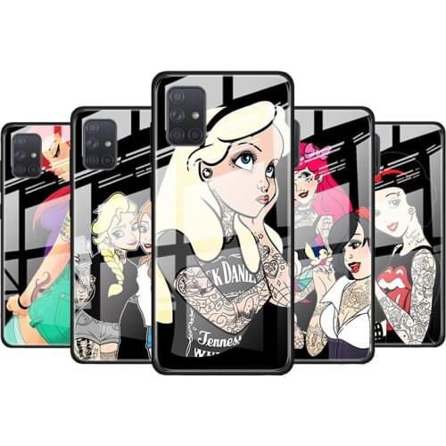 Tattoo Princess for Samsung Galaxy S21 Ultra A71 A51 4G 5G A91 A81 A41 A31 A21 A11 A01 Tempered Glass Phone Case