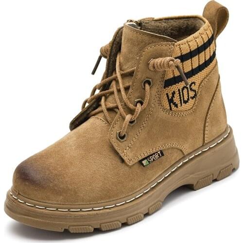 Top Chirldren Snow Boots Genuine Leather Boys & Girls Winter Shoes With Plush FashionMartin Boots For Kids And Adult Size 26-41