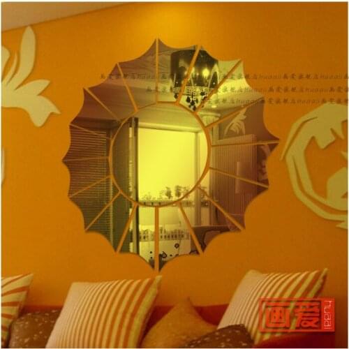 Elegant Mirror sticker acrylic three-dimensional wall stickers bathroom decoration mirror SUN