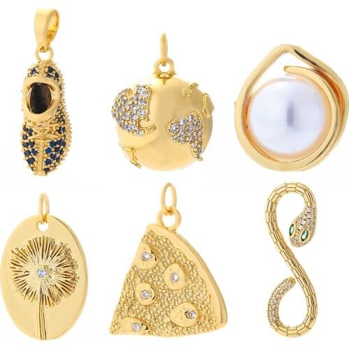 Geometric Jewelry Charms for Earrings Necklace Bracelet Making Supplies Gold Copepr Cubic Zircon Cute Designer Pendant Charms