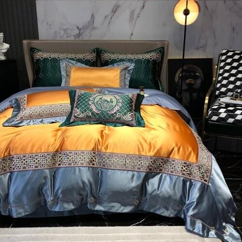 European Style Luxury Bedding Set Silk Cotton High Precision Embroidery Duvet Cover Sheet Pillowcase King Queen 4/6 PCS