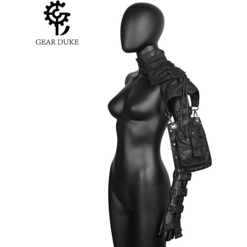 Gear Duke 2019 Rivet Mens Armor Shoulder Bag Steampunk PU Leather Bag Gothic Design Womens Arm Bag Men Motorcycle Bags