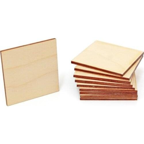 Set of 50pcs Wooden Square (5cm) blank Unpainted Shape Craft Gift unfinished wood