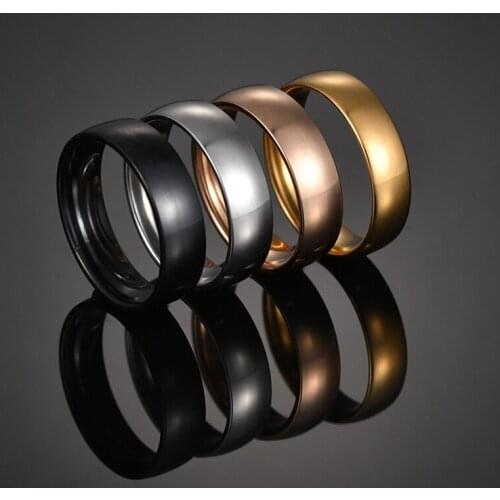 6mm Stainless Steel Shiny Polished Ring Gold Rose Gold Wedding Engagement Band Rings For Men Women Simple Jewelry