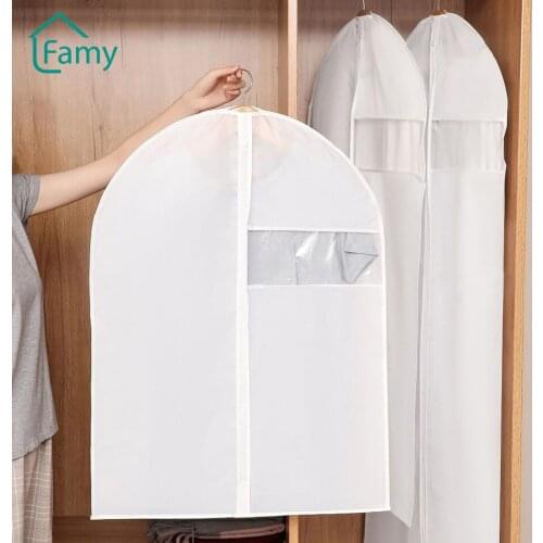 Wardrobe Organizer for Clothes Dust Cover Protectors Garment Bags Coats Suit Closet Storage Visible Window Zipper Storage Bag