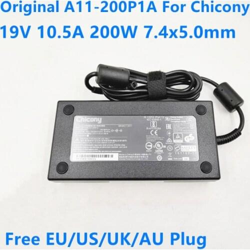 Genuine Chicony 200W 19V 10.5A 7.4x5.0mm A11-200P1A A200A009L A200A013L AC Adapter For MSI GL73 8RD-421US 8RD 282 Laptop Charger