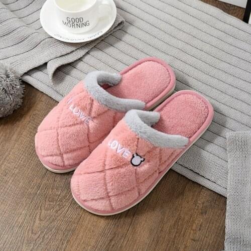 Autumn and Winter Cotton Slippers for Men and Women Home Bedroom Interior and Exterior Non-slip Thick-soled Floor Warm Shoes