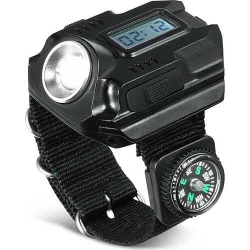 By dhl 50pcs practical Watch Flash Light Led watch LED Wristlight Rechargeable Lamps Lantern Waterproof Wrist Lighting Torch