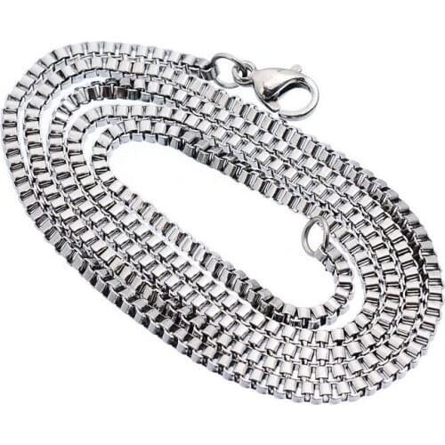 Kili 1PC Stainless Steel Silver Tone 2mm Box Chain Necklace 50cm