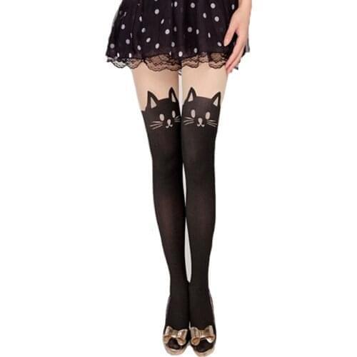 Sexy Tights Pantyhose Sweet Print Silky Transparent Seamless Mesh Stretch