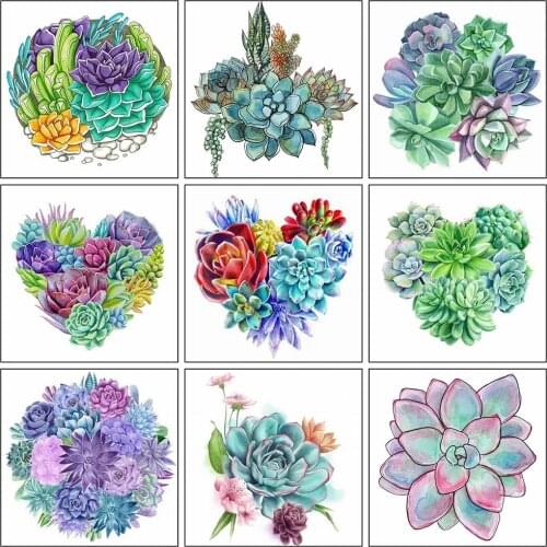 Full Square 5D Diy Diamond Painting Flower Diamond Embroidery Cross Stitch Succulents Rhinestone Mosaic Handmade Gift Home Decor