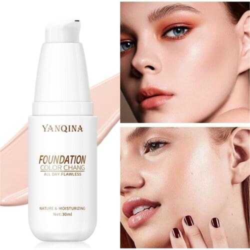 Professional LazyFace Foundation Cream FullCoverage Waterproof Makeup Base Brighten Cover Dark Circles Color changing foundation