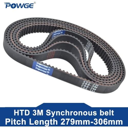POWGE Arc HTD 3M Timing belt C= 276 279 282 285 width 6/9/15mm Teeth 92 93 94 95 HTD3M synchronous 276-3M 279-3M 282-3M 285-3M