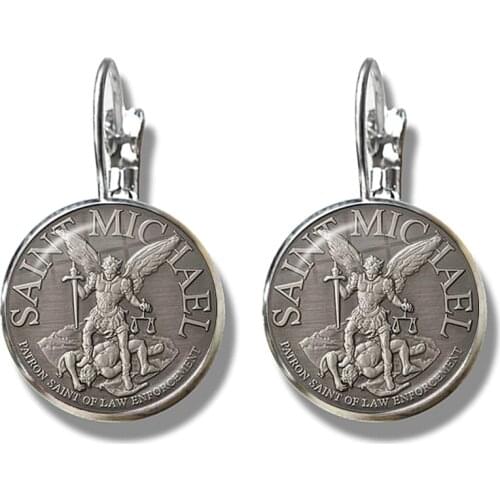French Hook Earrings Archangel St.Michael Protect Me Saint Shield Protection Charm Russian Orhodox Jewelry For Women Holy Gift