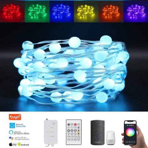 Wifi Bluetooth Smart String Light 10M RGB Fairy Light String Decoration, Tuya App Compatible with Alexa Google Home