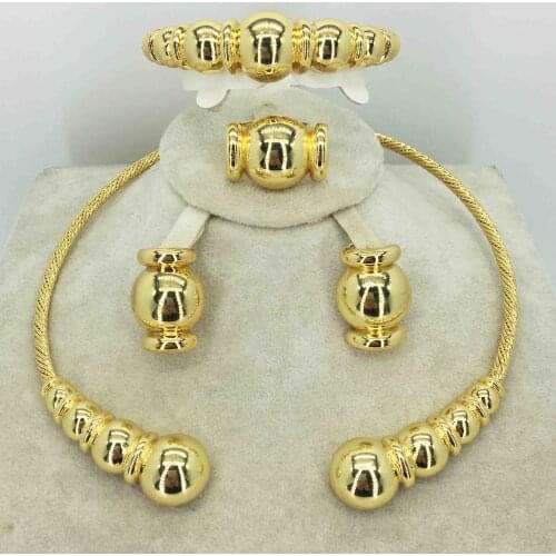 High quality Italian gold colored jewelry for womens African bead jewelry jewelry fashion necklace earrings bracelet jewelry