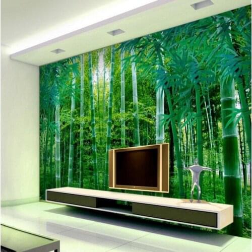 Wellyu Custom large - scale murals green bamboo TV wall wallpaper non - woven wallpaper papel de parede para quarto