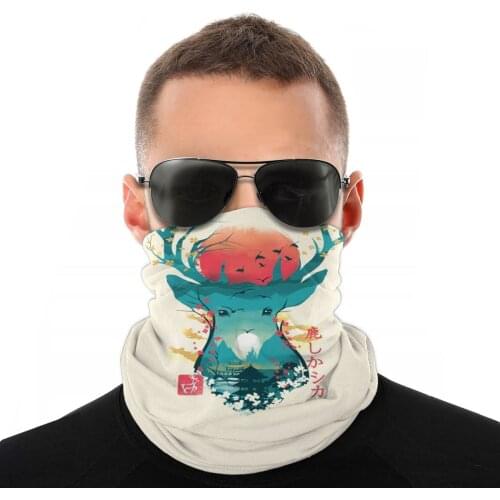 Japanese Deer Magic Scarf Half Face Mask Men Women Fashion Tube Scarf Tubular Bandanas Polyester Headband Cycling Camping