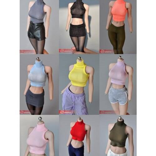 1/6 Scale Female Clothes Tight Vest Shorts Cut Shoulder T-Shirt Women Fit 12" TBL UD Body