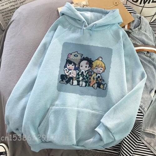 Demon Slayer Sweatshirt Hoodies Women Aesthetic Camisa Streetwear Clothes Kimetsu No Yaiba Pullover Demon Blade Streetwear