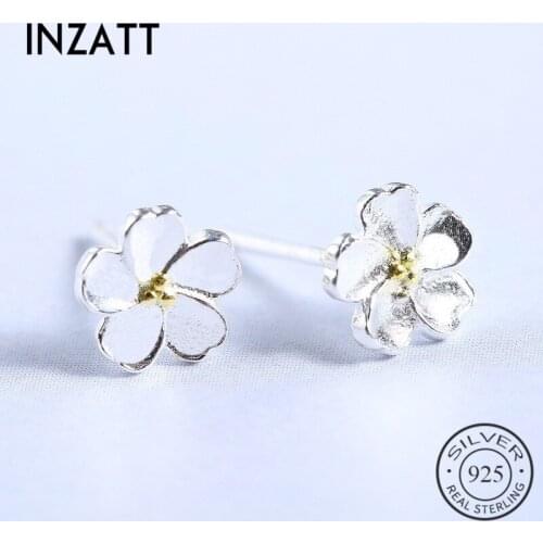 INZATT Cute 925 Sterling Silver Tiny Flower Stud Earrings 100% Guarantee Women Jewelry Brincos For Anniversary Birthday Gift
