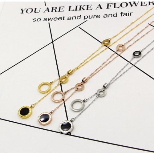 Lady Love Round Circles Shell Long Necklaces For Women Fashion Jewelry Roman Numerals Pendant Necklace Tassel Collar K0032-1