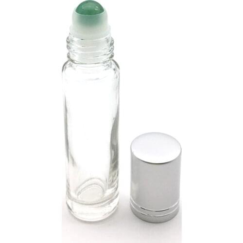 1pcs Natural Gemstone Roller Ball Bottle 10ml Essential Oil Roll On Thick Glass Bottles With Crystal Chips Bottle