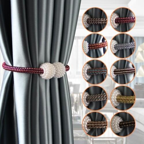 1Pc Pearl Magnetic Curtain Clip Tieback Home Decor Buckle Curtain Holder Hanging Ball Rope Straps Holdbacks Room Accessories