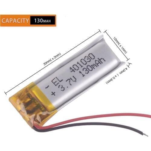 10pcs/Lot 401030 3.7V 130mAh Rechargeable Li-Polymer Li ion Battery For mp4 mp3 GPS toys DVR PSP Bluetooth headset 041030 041230