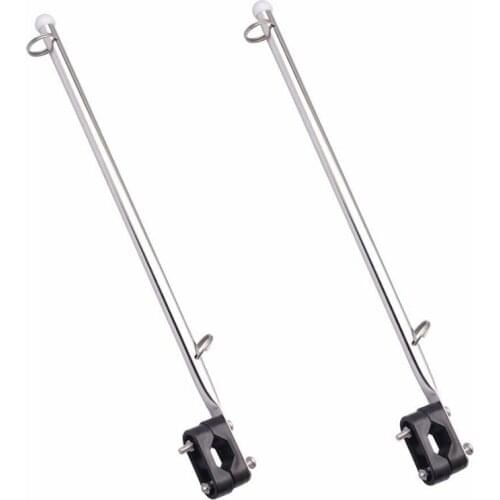 2X 14 inch Flag Pole Holder Stainless Steel 7/8 inch 1 inch Rail Mount for Boat/Yacht