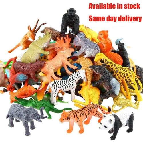 53pcs/set Mini Animal World Zoo Model Figure Action Toy Set Cartoon Simulation Animal Lovely Plastics Collection Toy for Kids