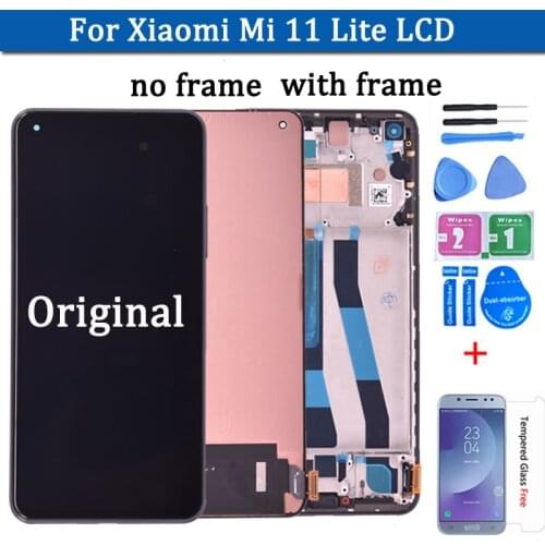 6.55 inches Original AMOLED Screen For Xiaomi MI 11 Lite LCD Touch Screen Digitizer Assembly Replacement For M2101K9AG Display