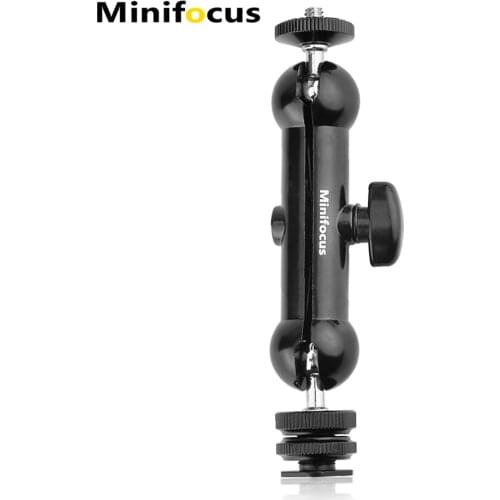 Double Ballhead Ball Head Cold Shoe Adapter 1/4" Screw Mount arm for Camera Camcorder Field Monitor Microphone Video LED Light