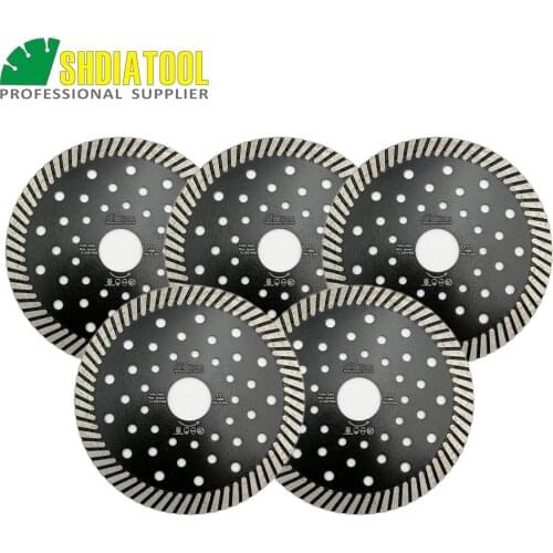 SHDIATOOL 5pcs 4.5 Inches Diamond Hot Pressed Narrow Pitch Disc Diameter 100MM Diamond Cutting Discs