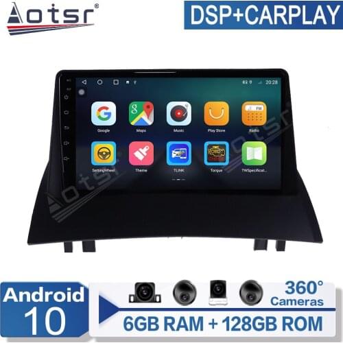 AOTSR 6+128G Android 10 For Renault Megane 2 2002-2009 Multimedia Video Player Navigation GPS 360 camera