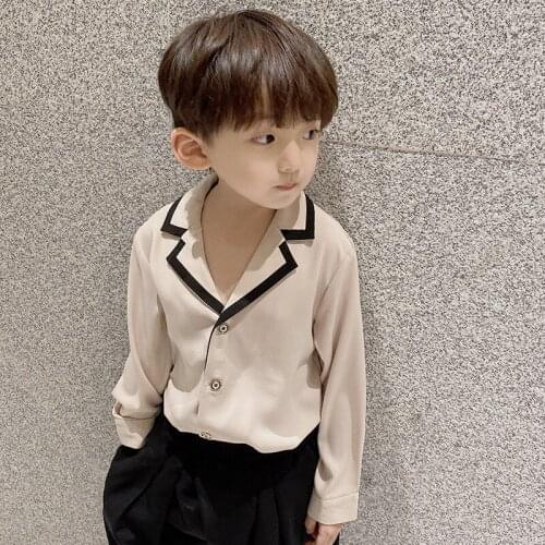 Beige Grey Spring Summer Boys Blouses Shirts Kids Children Clothing Top Overcoat Formal Sport Beach Cotton Long Sleeve High Qual