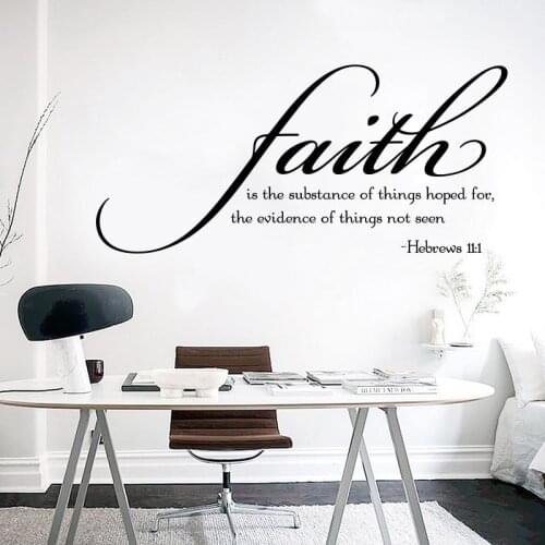 Large Faith Is The Substance Of Things Hoped Hebrews 11:1 Wall Sticker Office Bedroom Bible Verse Wall Decal Living Room Vinyl